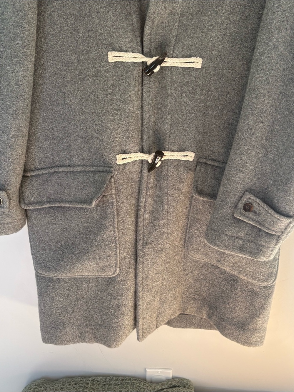 Dearest Gray Wool Duffle Coat Hooded Toggle Jacket Size M - Picture 3 of 10